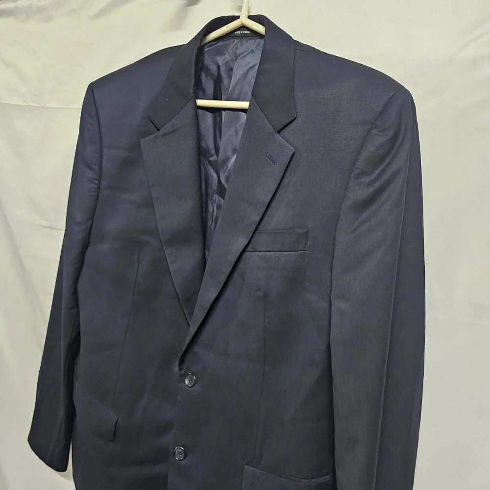 Lauren Ralph Lauren Coat Blazer Men Size 42 L Navy Blue Pure Woolmark 100% Wool